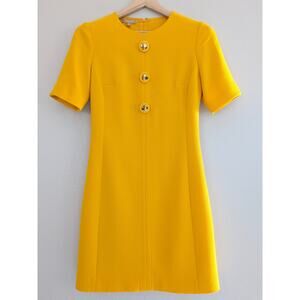 EUC Women's Michael Kors Collection Yellow Wool-Blend Crepe Mini Dress Size 6